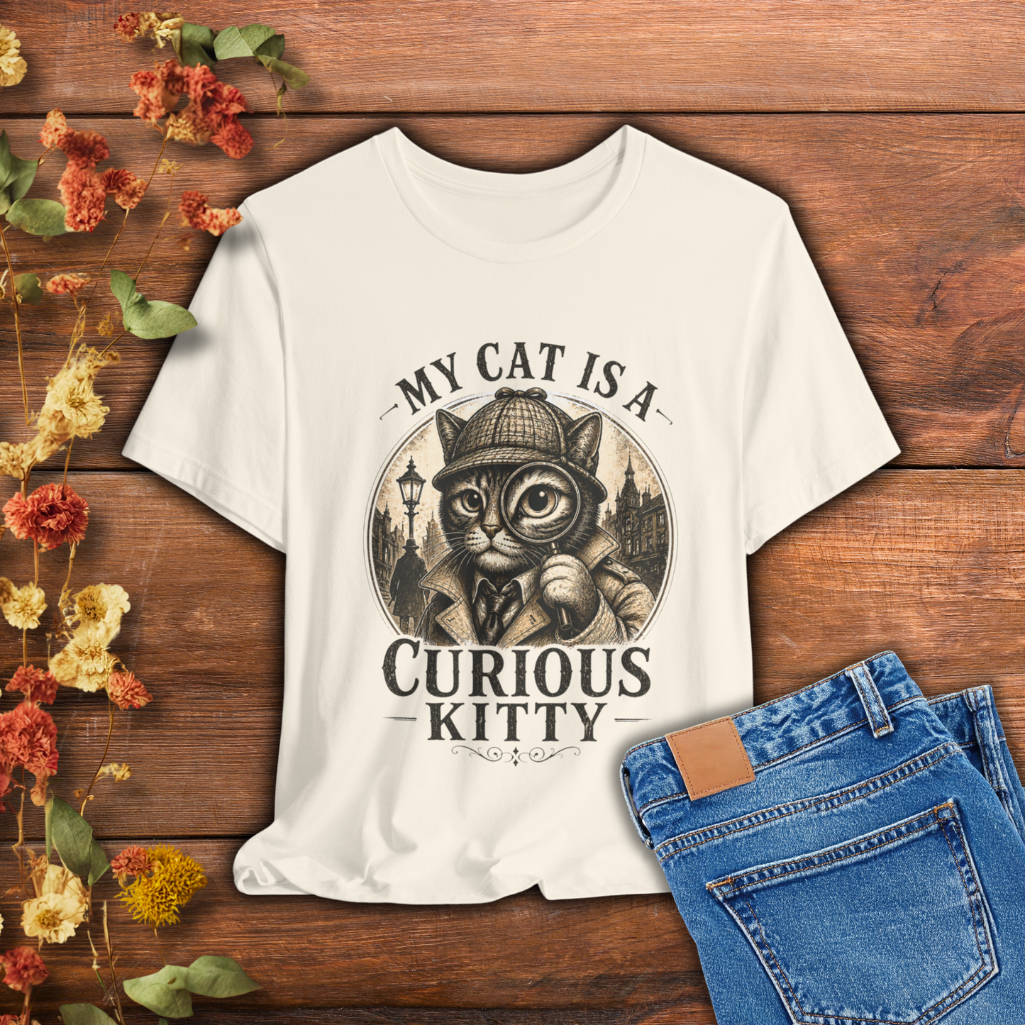 My Cat is a Curious Kitty - Retro Whiskers - T-shirt | Cats With Character