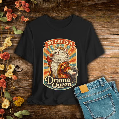 My Cat Is A Drama Queen - Retro Whiskers - Dark Cat T-Shirt | Cats With Character