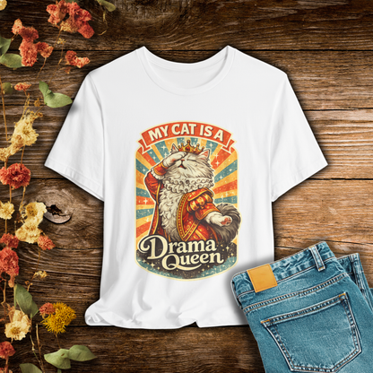My Cat Is A Drama Queen – Retro Whiskers - Cat T-Shirt | Cats With Character