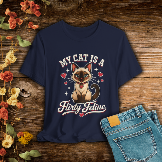 My Cat Is A Flirty Feline – Retro Whiskers Dark T-shirt | Cats With Character