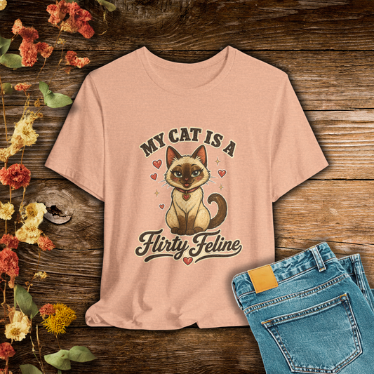 My Cat Is A Flirty Feline – Retro Whiskers Cat T-Shirt | Cats With Character