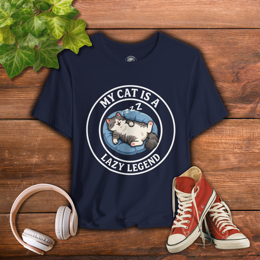 My Cat Is A Lazy Legend – Funny Cat T-Shirt Dark | Cats With Character