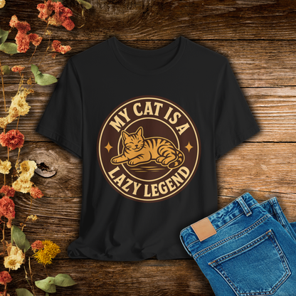 My Cat Is A Lazy Legend – Retro Vintage Dark T-Shirt | Cats With Character