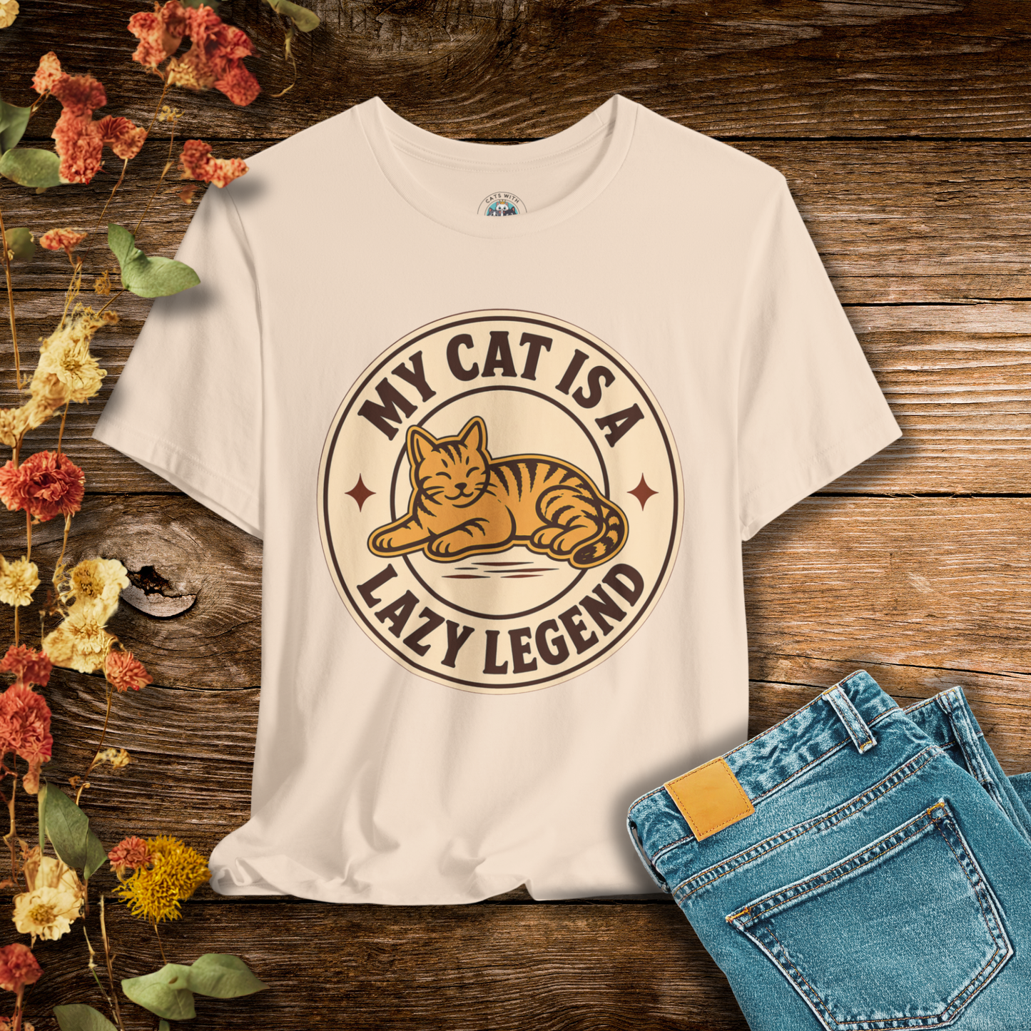 My Cat Is A Lazy Legend – Retro Vintage T-Shirt | Cats With Character