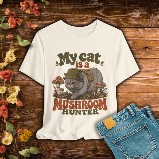 My Cat Is a Mushroom Hunter – Retro Whiskers - Cat T-Shirt
