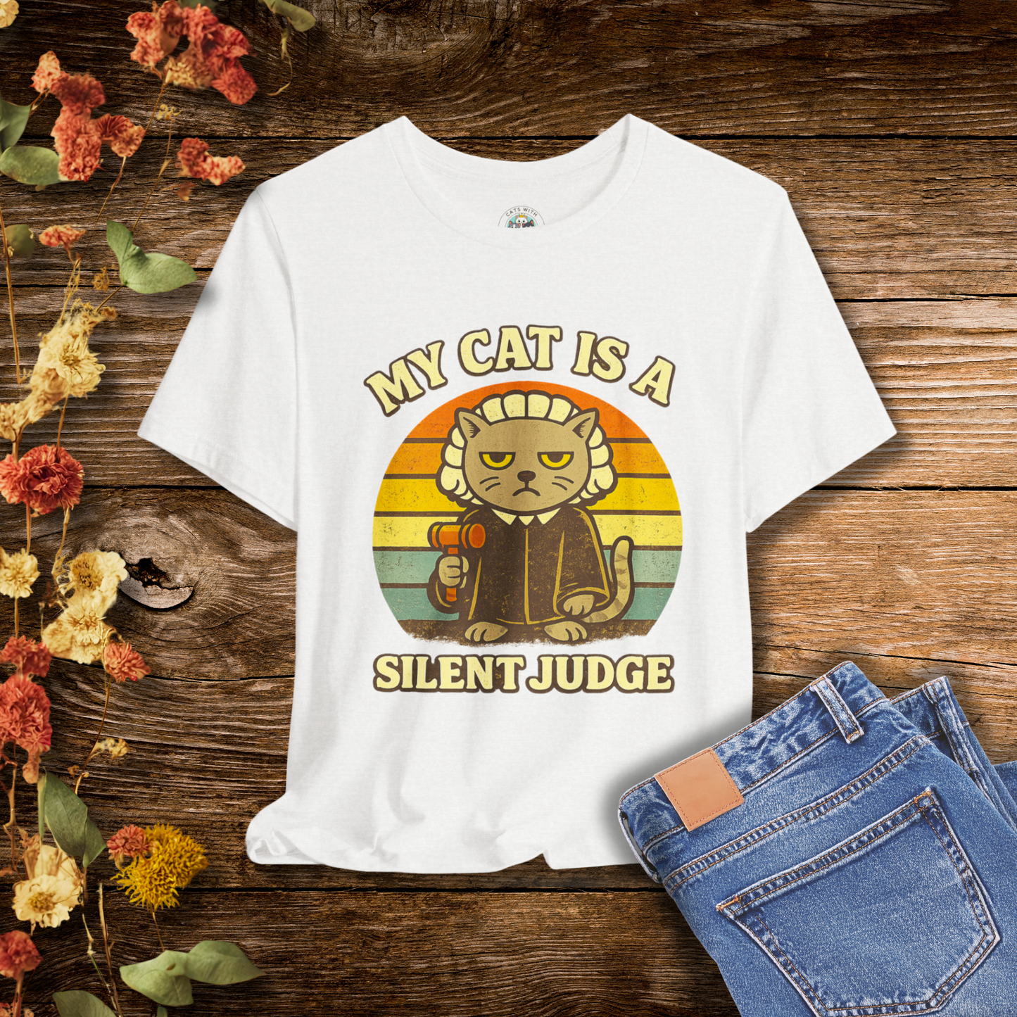 My Cat is a Silent Judge - Retro Whiskers - T-shirt