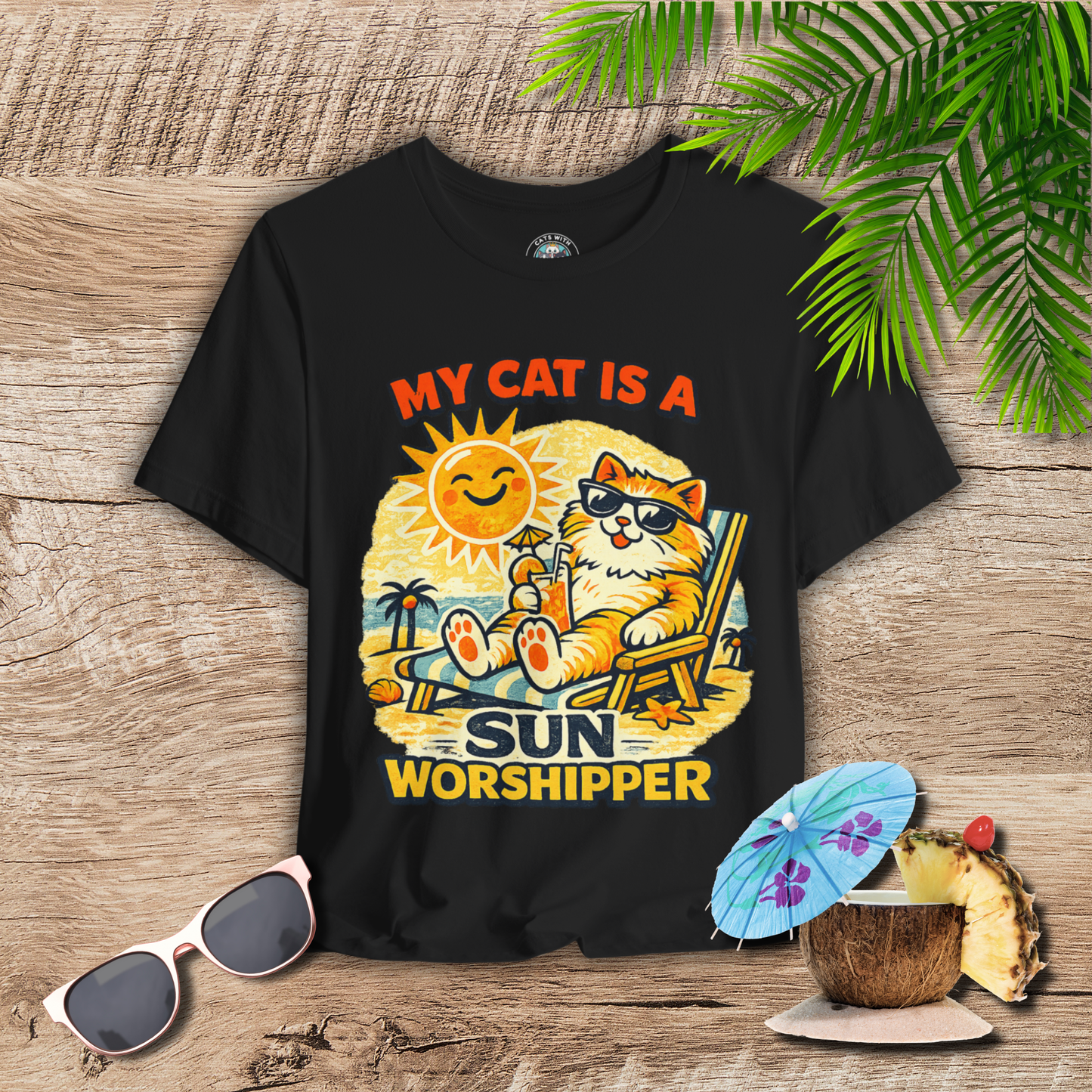 My Cat Is a Sun Worshipper – Funny Cat Beach Shirt