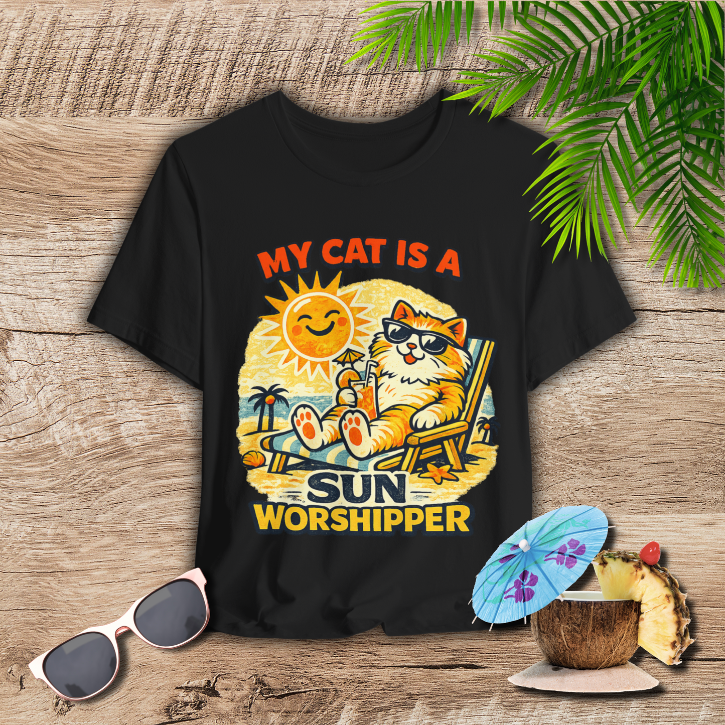 My Cat Is a Sun Worshipper – Funny Cat Beach Shirt