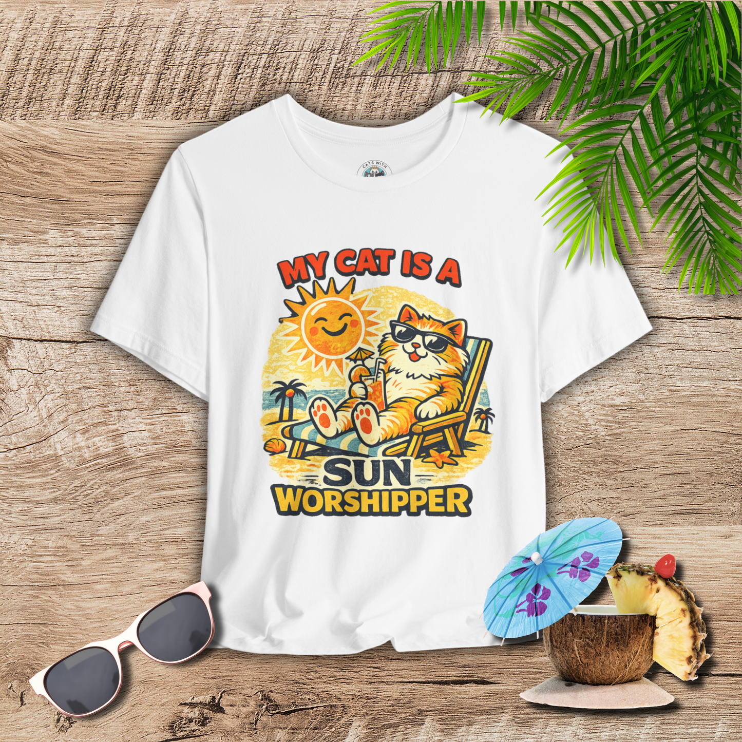 My Cat Is a Sun Worshipper – Funny Cat Beach Shirt