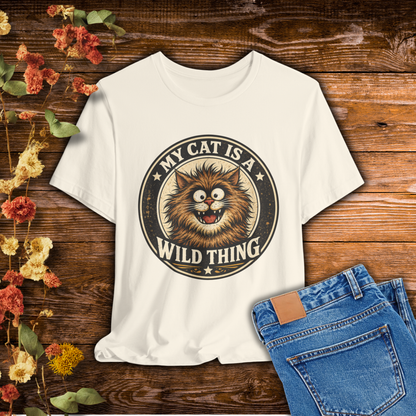 My Cat Is A Wild Thing – Retro Vintage Dark Cat T-Shirt | Cats With Character